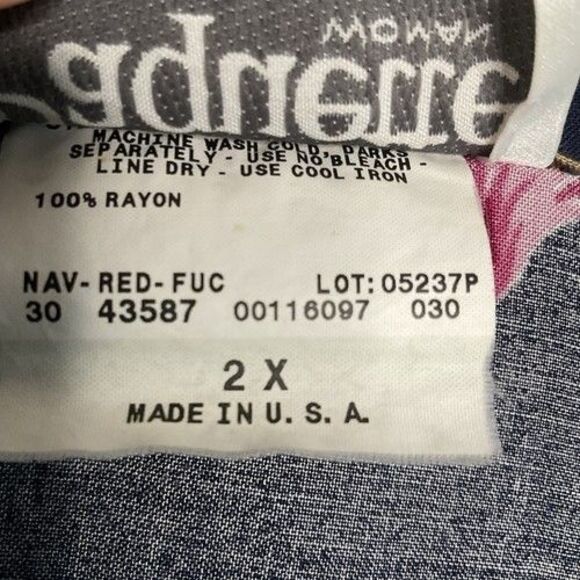 VTG Paqiette Tropical Tie-Front Shoulder Pads Button Up Crop Shirt Women Size 2X - Picture 3 of 10